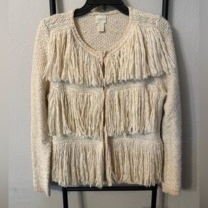 Chico’s Kyleigh Fringed Open Front Cadigan Chico’s Size 1 Standard Size Medium/8